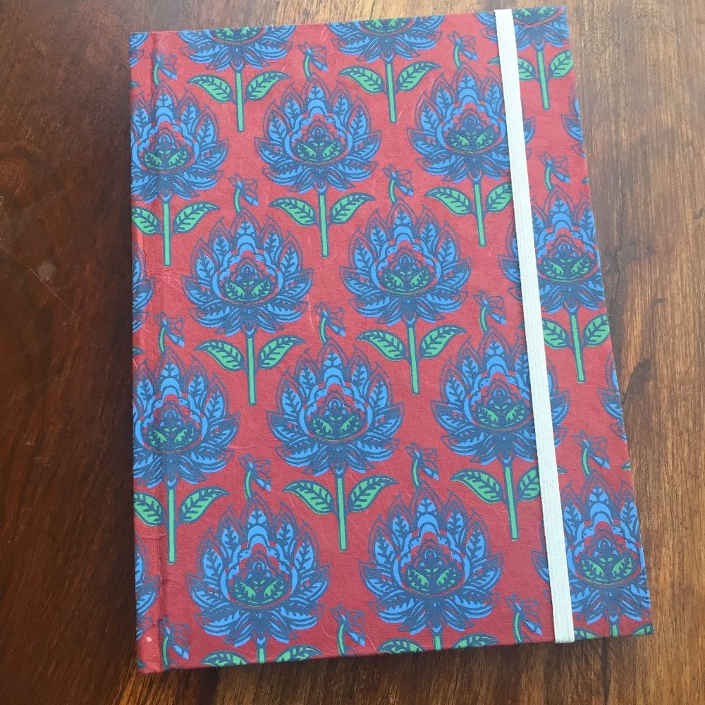 Recycled Cotton Hardcover Notebook - Red Floral